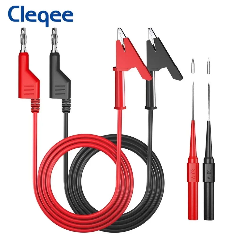 Комплект тестовых проводов для мультиметра Cleqee, двойные штабелируемые штекеры типа «банан», кабели с зажимом типа «крокодил» игла для тестовых щупов, 1000 В, 15 А