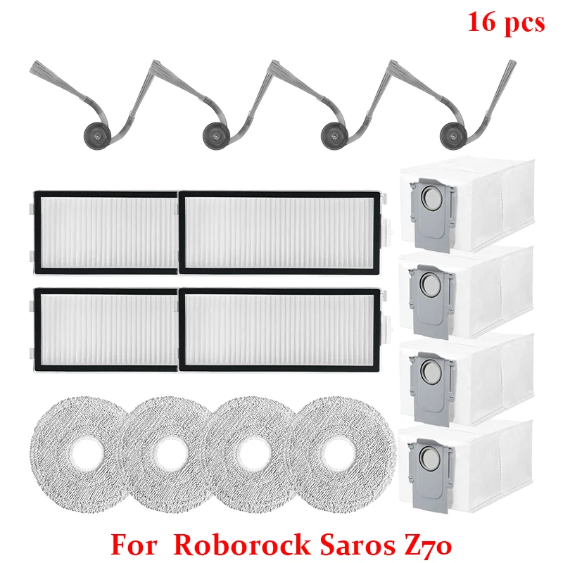 

Аксессуары Для Робота-пылесоса Roborock Saros Z70 - Основная И Боковые Щетки, HEPA-фильтр, Тканевый Мешок, Детали Из АБС-плас...