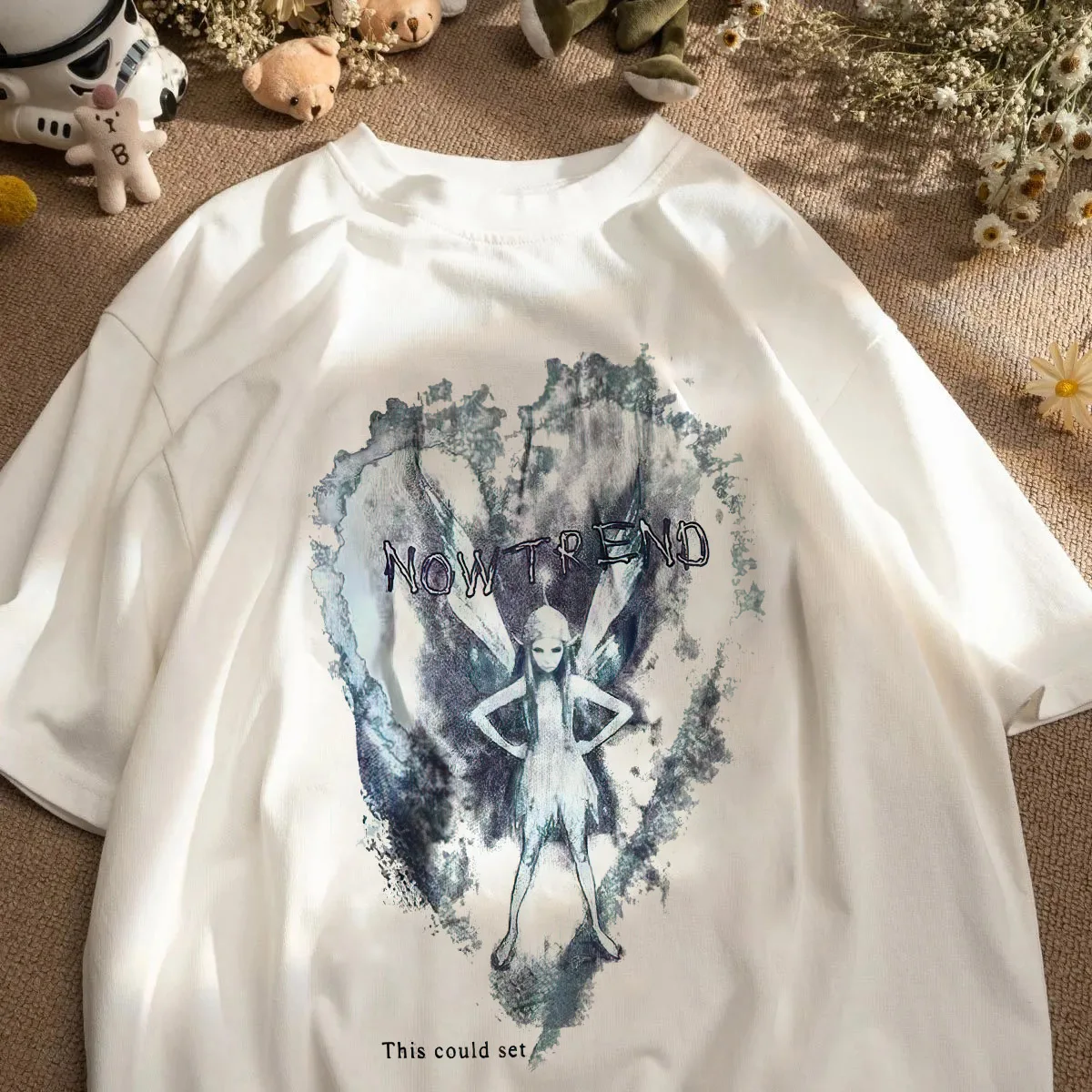 

Harajuku Tshirt Retro Elf Print T Shirt Men Short Sleeve Dark Hip-hop Oversized T-shirt Loose Casual 2022 Summer Streetwear Tops