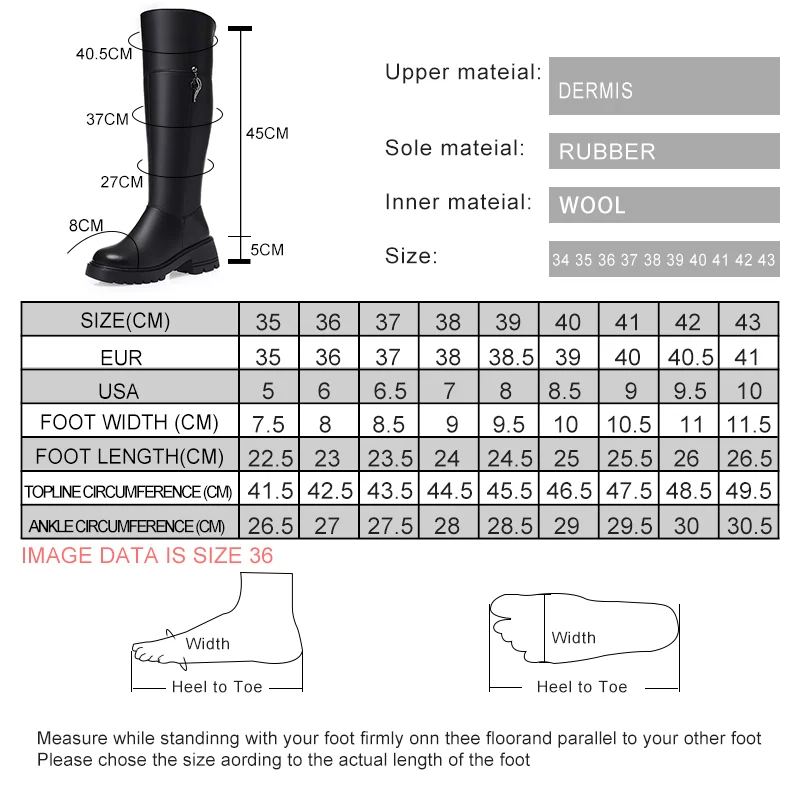 AIYUQI Women's Over The Knee Boots 2023 New Genuine Leather Winter Boots Women Wool Heel Platform Women's Boots