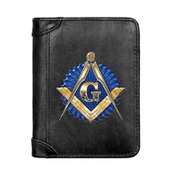 high quality free and accepted masons cover genuine leather men wallet classic pocket slim card holder male short coin purses