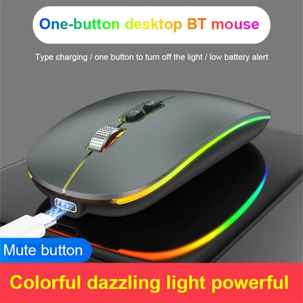 

Wireless Bluetooth-Compatible Dual-mode Mouse For Computers PC Laptops With RGB Backlit Mouse Ergonomic Rechargeable USB Mouse