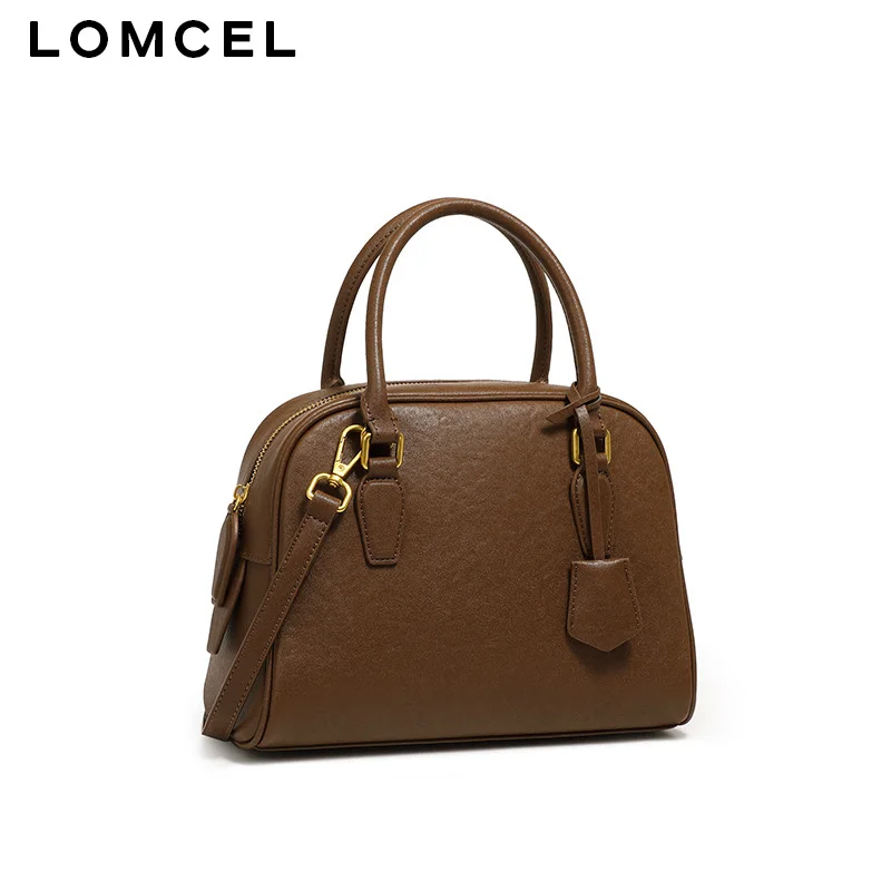Фото LOMCEL 153 Новая женская сумка из натуральной кожи, минималистичная, в стиле боулинг, премиум-класса, большая вместимость, на плечо. №5