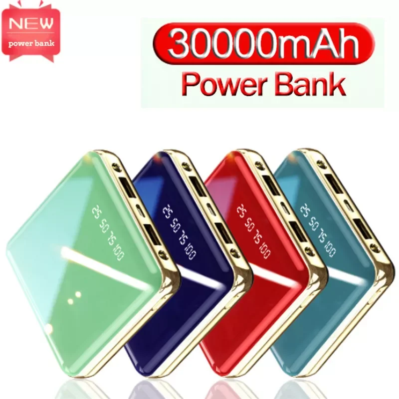 

30000mAh Mini Power Bank with Cable Power Bank LED Flashlight Power Display Portable Charger for Android and Fast charging