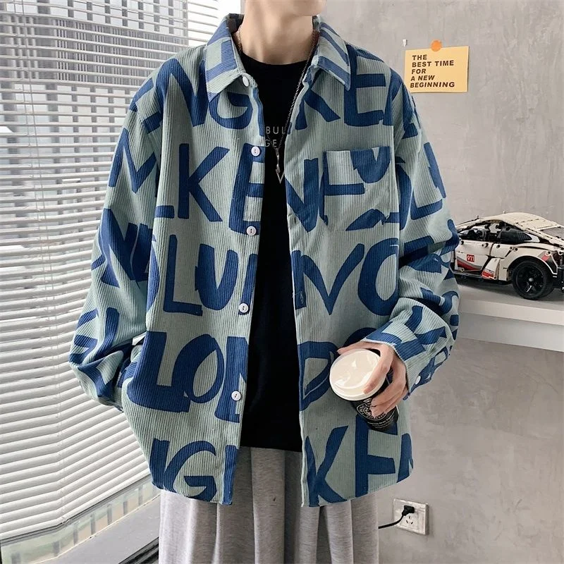 Мужская рубашка с длинным рукавом Privathinker Корейская Вельветовая Повседневная 2022