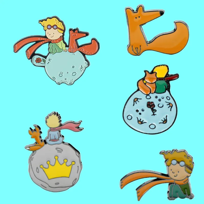 

Cartoon Anime Movie Little Boy and Foxs Brooch Animal and Human Friendship Metal Enamel Badge Lapel Pin Jewelry Accessories Gift