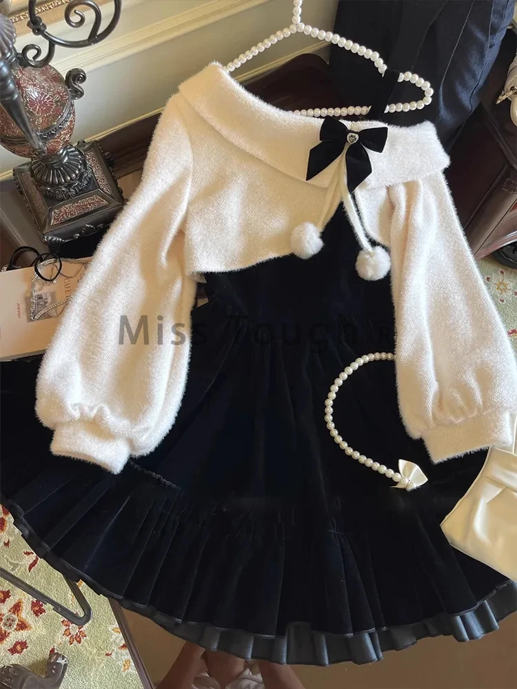 Японский корейский модный сладкий комплект из 2 предметов женское пальто