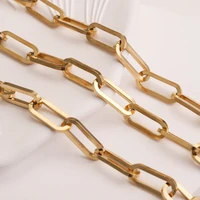 1m 7mm width paper clip stainless steel chains oval flat cable gold chain for diy bracelet necklace making findings supplies