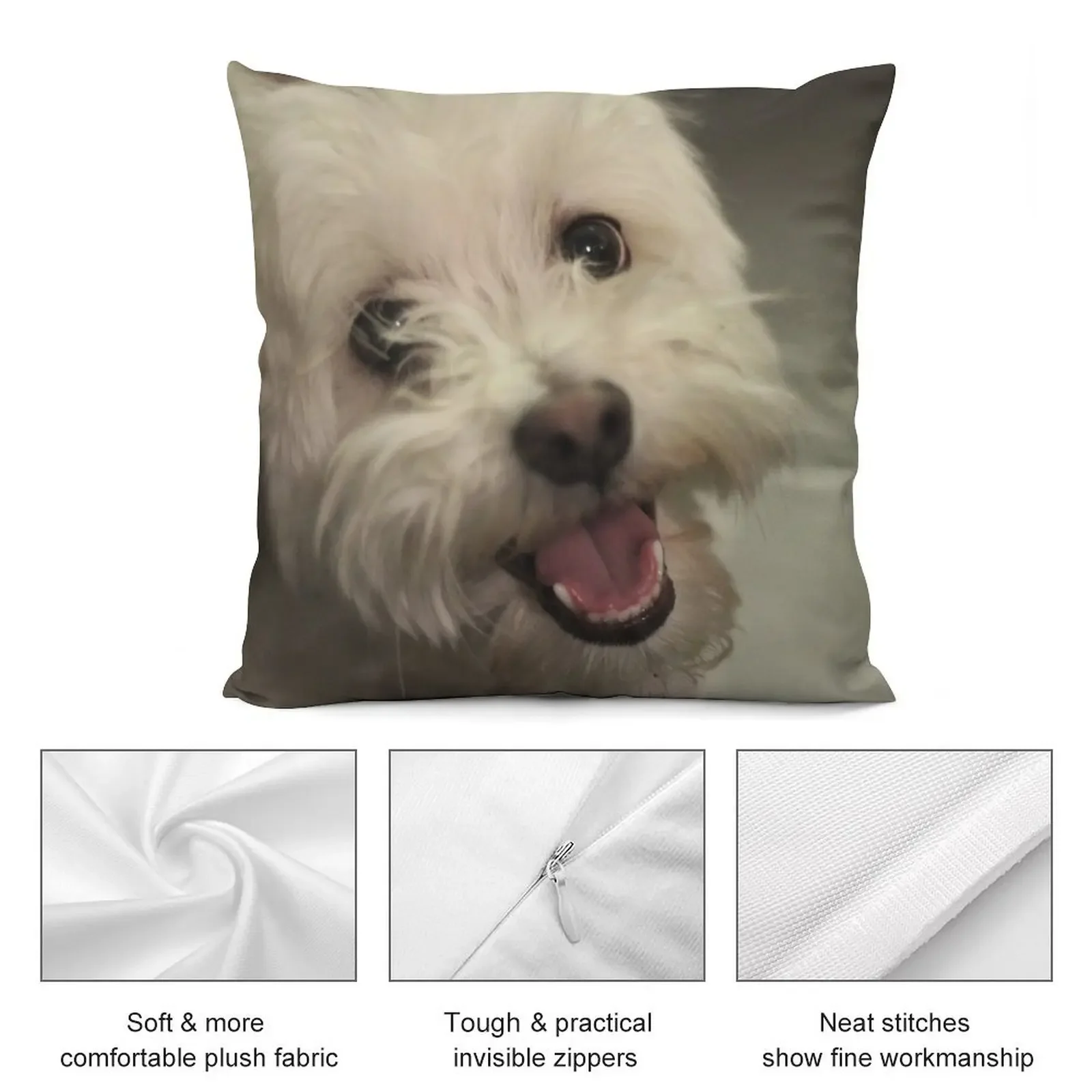 Белая улыбающаяся подушка Happy Havanese Puppy роскошная наволочка рождественская