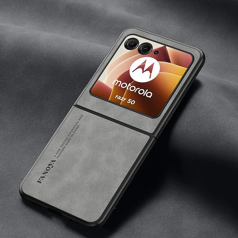 Кожаный чехол для Motorola Razr 50 ультрароскошный складной Матовый ультратонкий