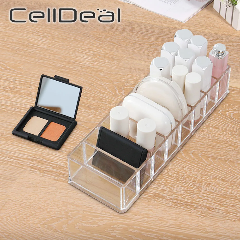 

Акриловая прозрачная коробка для хранения косметики с 6/8 отделениями, держатель для макияжа, органайзер для украшений для макияжа для дома, ...