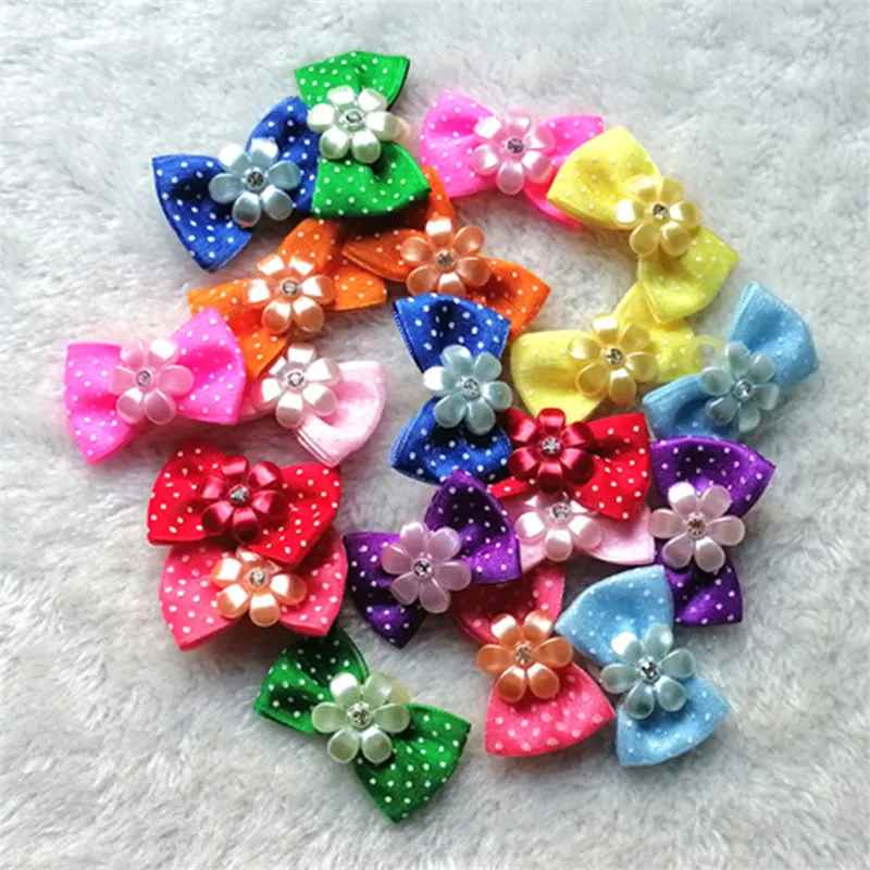 

Colorful Dog Bowknot Pet Hair Bows Decorate Solid Color Bows with Rubber Band for Small Dogs Puppy Pet Headwear Dog Accessories