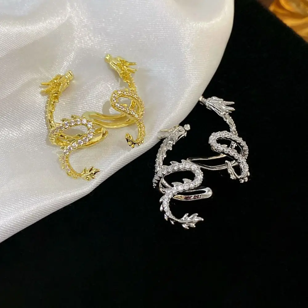 1 шт. без пирсинга знаки зодиака в китайском стиле серебряный дракон клипса для