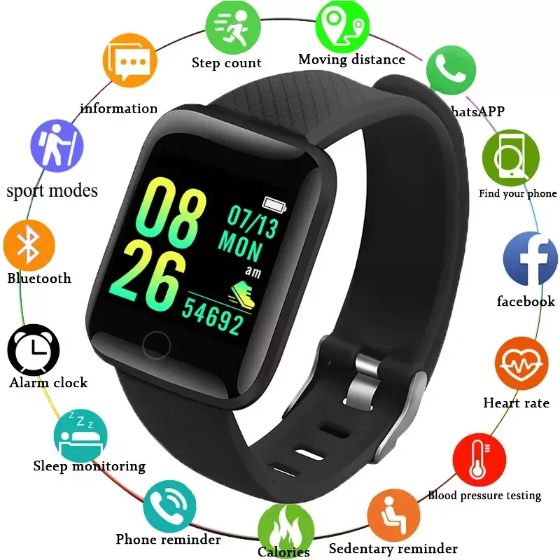 Enlarge Free Shipping 2021  D13 Plus Smart Watch Men Women Smartwatch Sport Smart Bracelet with Heart Rate Blood Pressure Monitor Fit