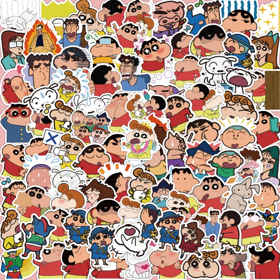 

2023 New Cartoon Anime Crayon Shin-chan Kawaii Figure Waterproof Graffiti trunk laptop cup Skateboard DIY Sticker Gifts