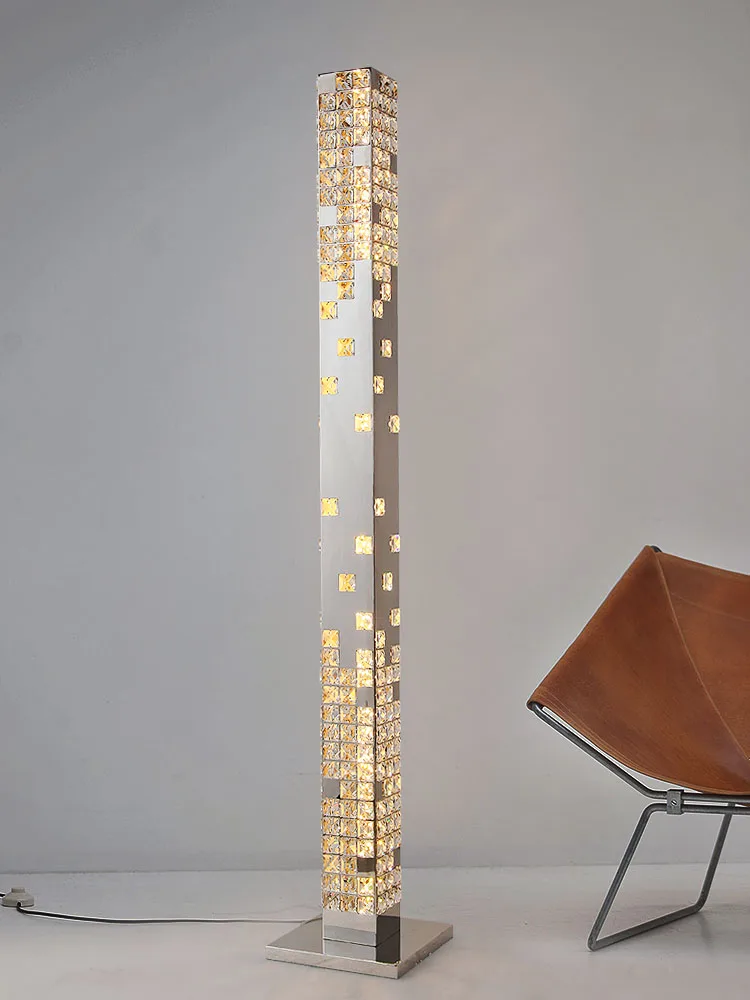 

Modern Building Model House Sales Office Crystal Stainless Steel Luxury Floor Lamp Living Room Dining Room