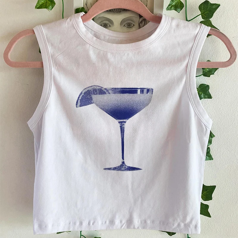 Женская высокоэластичная однотонная простая футболка с принтом бокала для вина