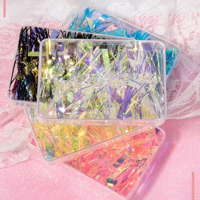 

Women Nail Art Aurora Sticker Strip Glass Paper Web Celebrity Mirror Box Glass Sticker Ladies Nail Care