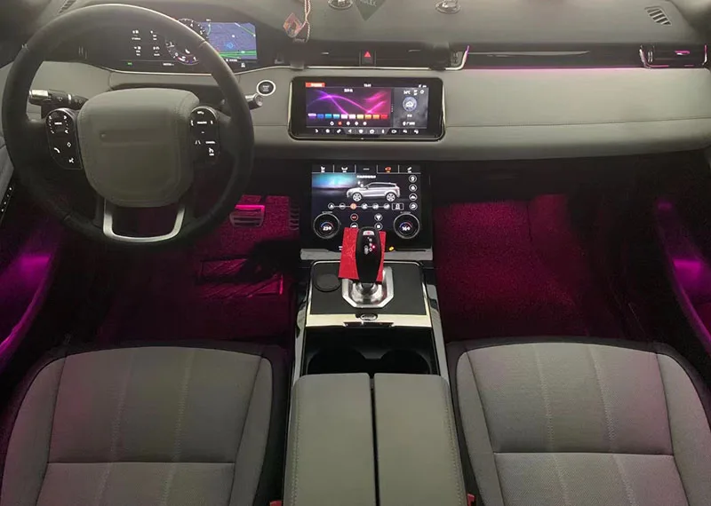 Фото Супер атмосферное окружающее освещение для Range Rover Evoque 2020, автомобильная ЖК-панель, кнопка управления экраном, 10 цветов, межкомнатная дверь №4
