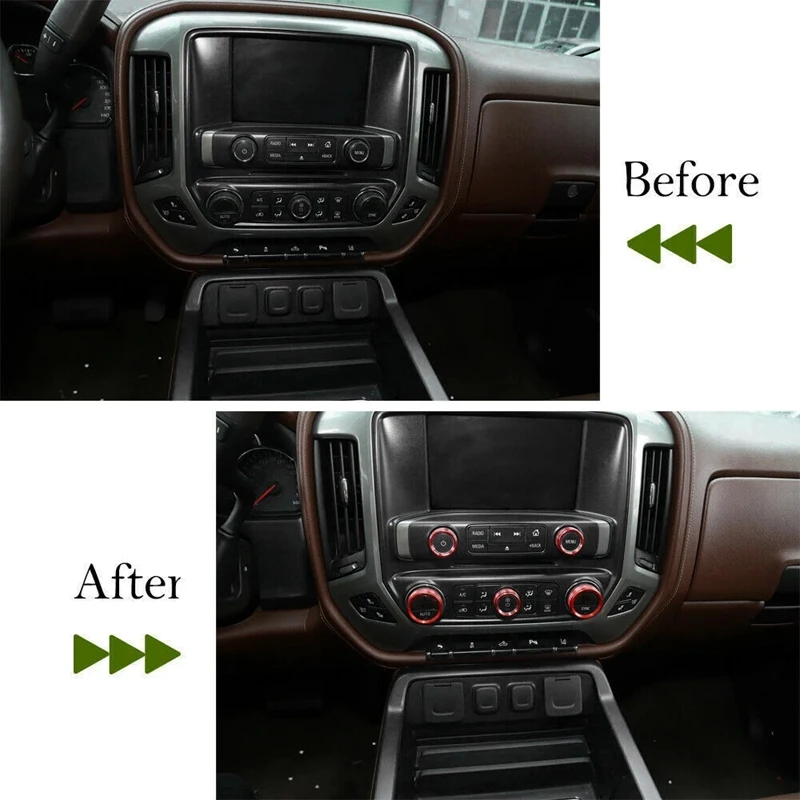 8Pcs Car Styling Accessories Central Control Switch Button Knob Ring Trim Cover for Chevrolet Silverado 2014-2018 |