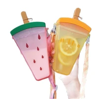 320ml creative summer watermelon plastic straw cup portable strap juice cup high value ice cream cup