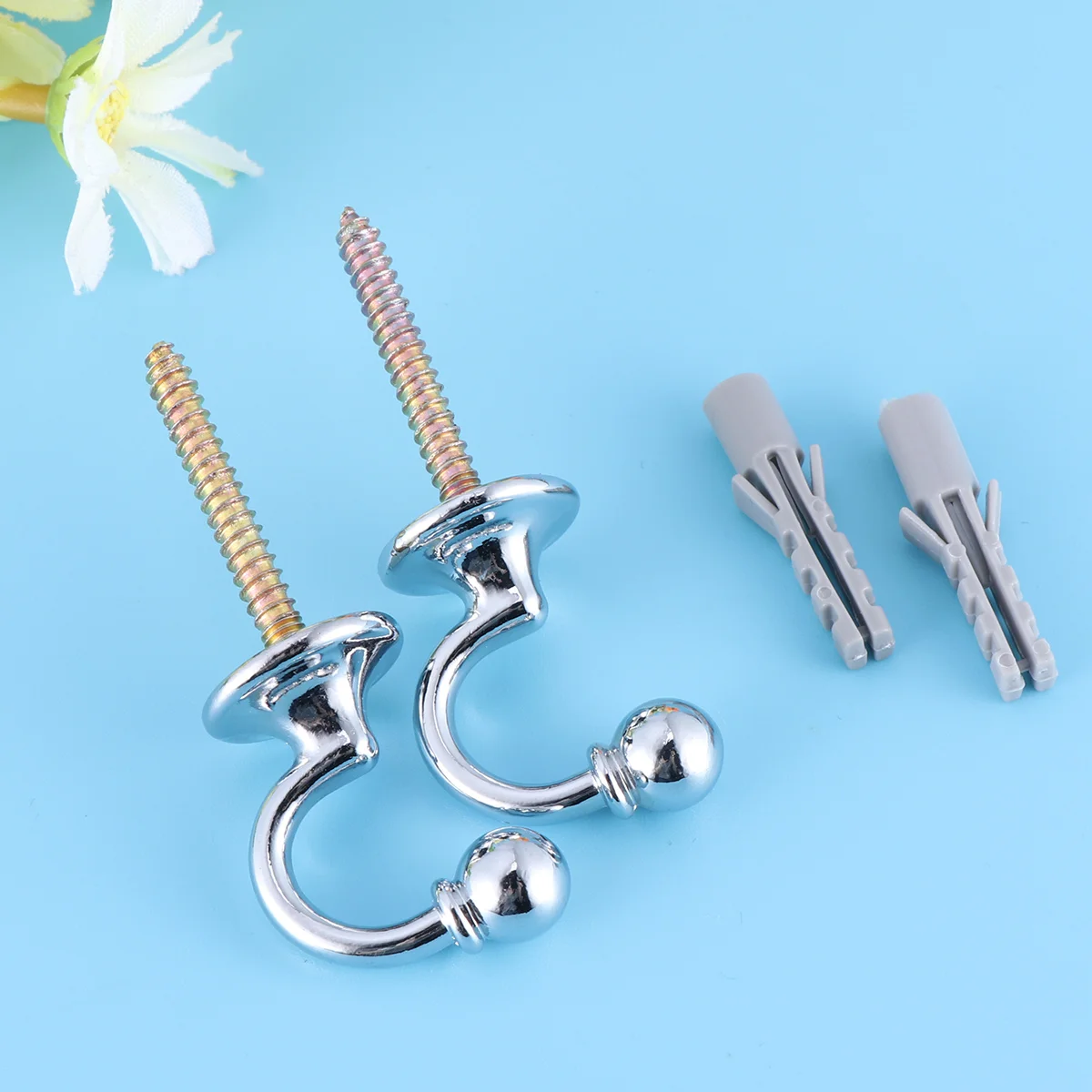 

4PCS A pair of Decorative Curtain Holdbacks Drapery Holdbacks for Bathroom Bedroom Living Room (2 Hooks + 2 Screws)