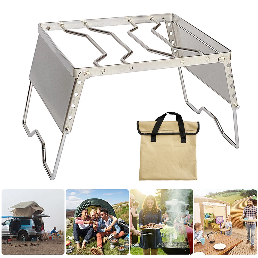 

Уличная Портативная Складная барбекю-гриль, ветрозащитная подставка для кастрюль для кемпинга, барбекю-гриль для дома, стойка для печи, кар...