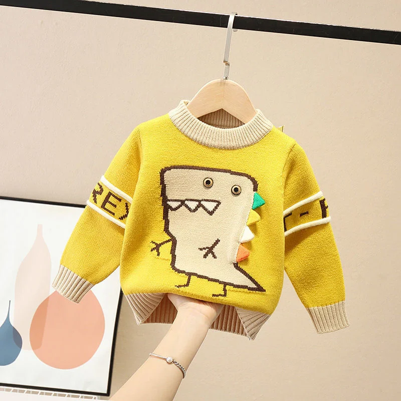 

Yellow Sweater Dinosaur Baby Girl Clothes Winter Children Boys Tops Long Sleeve Casual Kids Pull Fille Tiny Cottons Pullovers