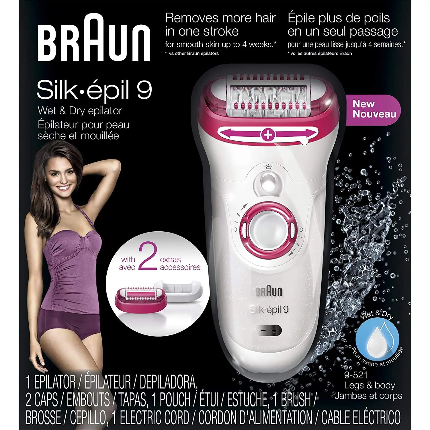 Braun epilator silk-epil 9 9-521, hair removal for women, we