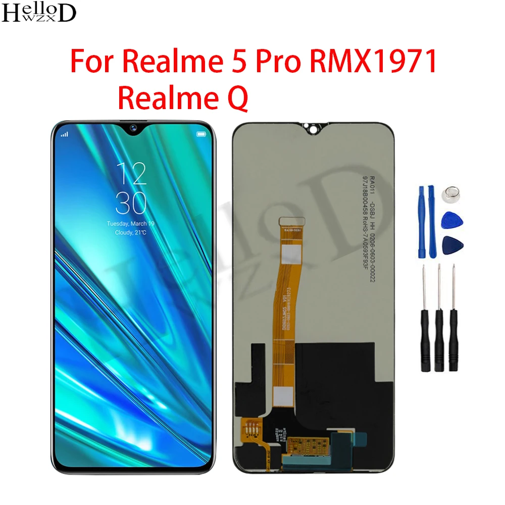 

ЖК-дисплей для Realme 5 Pro RMX1971, дисплей с сенсорной панелью, дигитайзер в сборе, замена для Realme Q