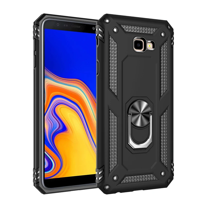 

Luxury Armor Shockproof Case For Samsung Galaxy J4 2018 J4 Plus Core Prime J400F/DS SM-J410F/DS SM-J415F J415FN Ring Stand Cover