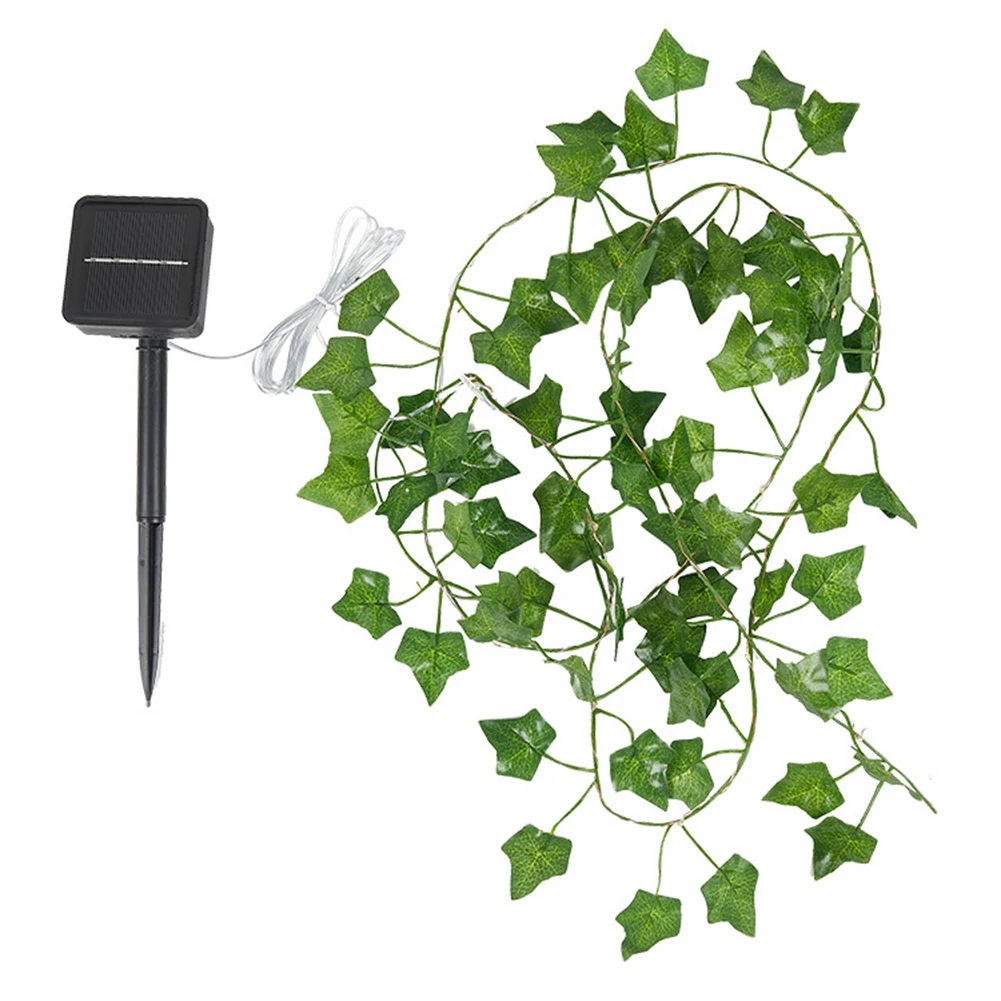 

Гирлянда из искусственных листьев плюща на солнечной батарее, лампа-лента с зелеными листьями, уличный праздвечерние чный Декор
