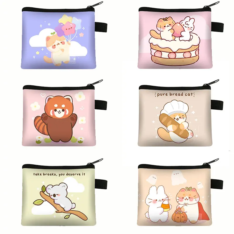 

Кошелек для мелочи с милым рисунком енота/кролика/коала, кошельки в Корейском стиле, бумажники для удостоверения личности, кредитных карт