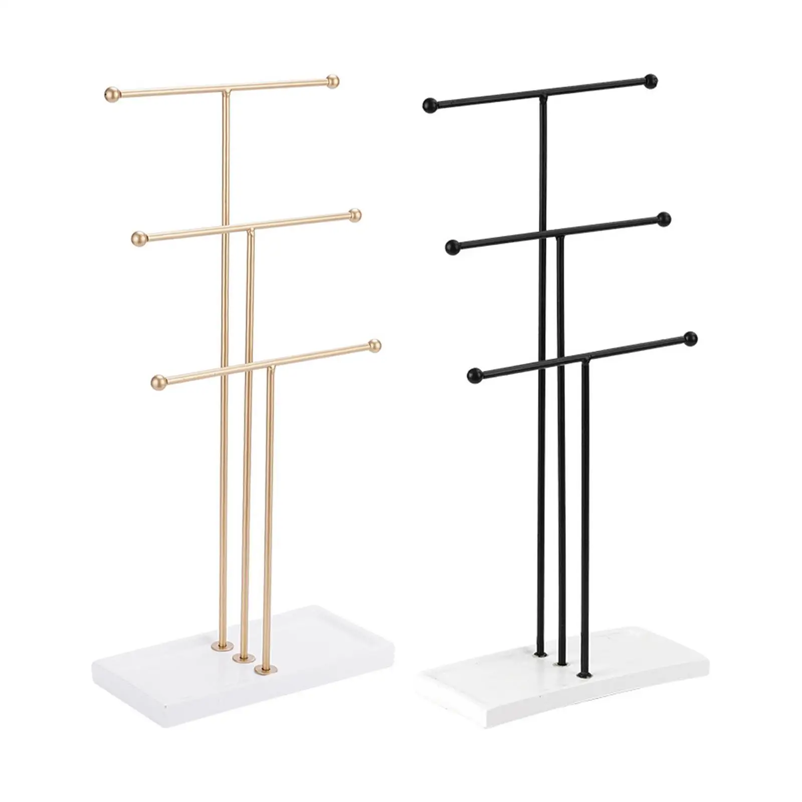 

Table Top 3 Tiered Bars Jewelry Stand Organizer, for Earring Display with Resin Base Base 22.5x10cm Rod Width 21.5cm