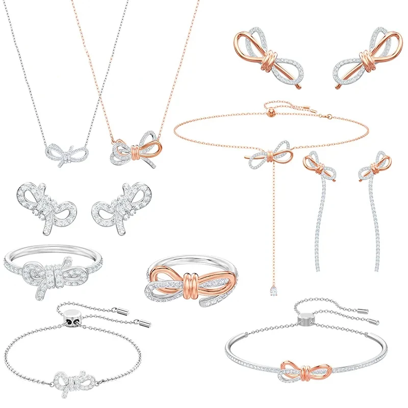 

Swa newshe gifts for new year 2022 Trends Women's jewelry store austrian crystal Jewelry Bowknot earrings Banquet Necklace