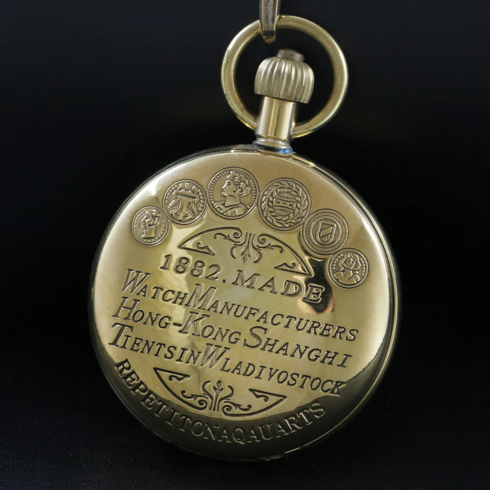 1882 Text Carving Old Hand Gentleman Mechanical Pocket Watch Retro Men's Necklace Pendant Clock Women's Jewelry Gift