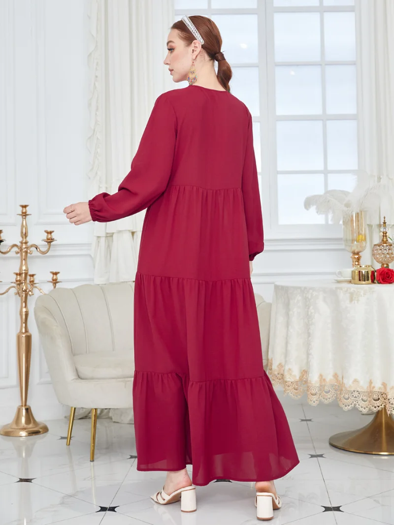 Muslim Dress Solid Color Robe Casual Abayas Women Dubai Vestido Elegant Ramadan Dresses Eid 2023 Middle East Turkey Dubai