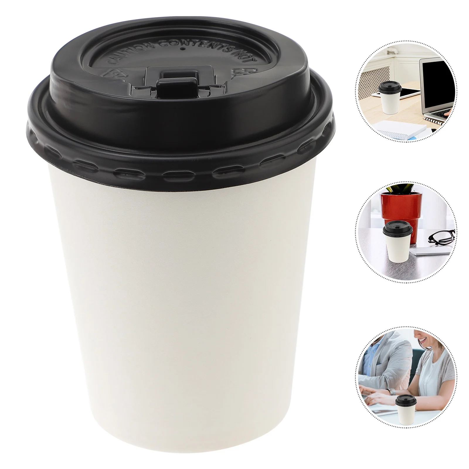 

50pcs Paper Coffee Cups With Lids Double- Layer Takeaway Cup For Hot Coffee Tea Chocolate Drinks ( 8oz, 280ml )