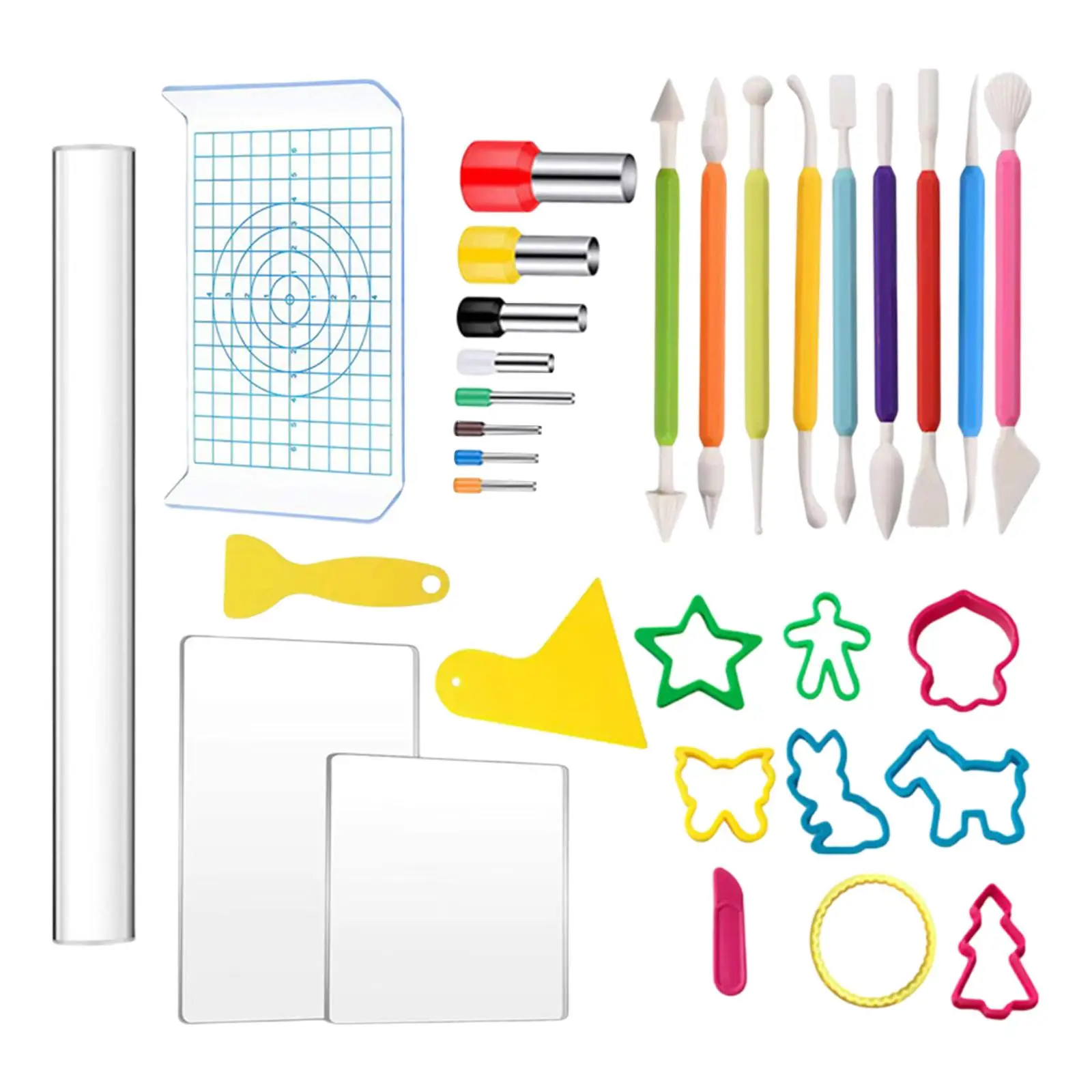 

32x Clay Tools Set Acrylic Boards Earring Cutters for DIY Jewelry Modeling