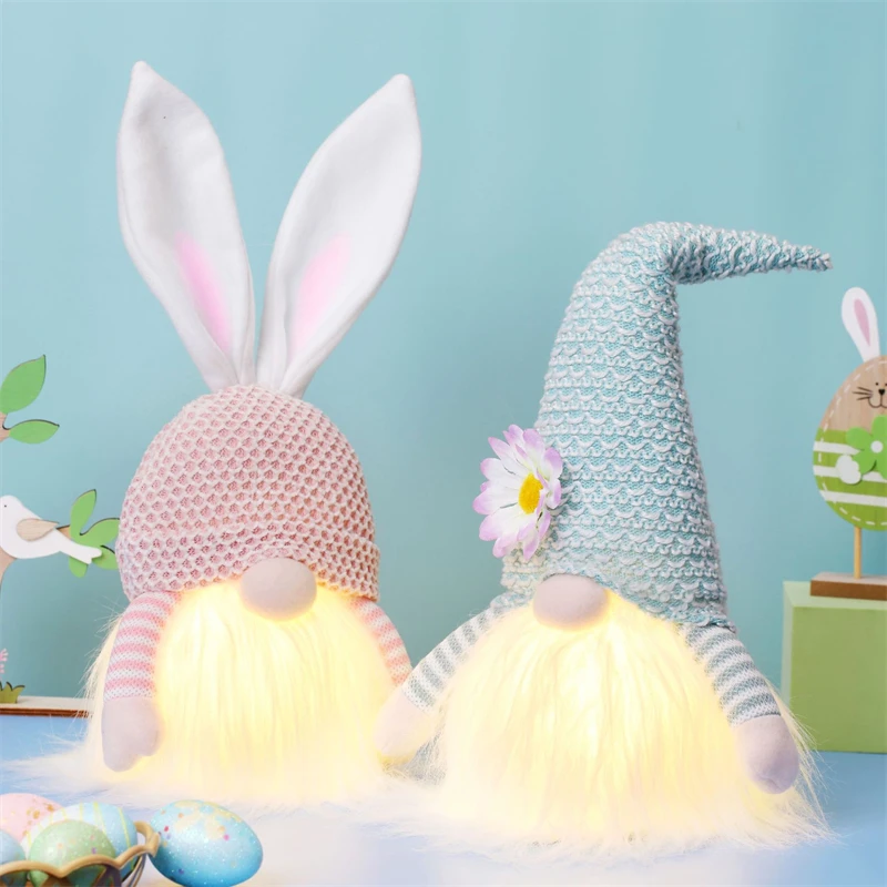 

Easter Decoration 2022 Led Light Rabbit Doll Easter gift Faceless Doll Easter Bunny Holiday Valentines Day Home Decor