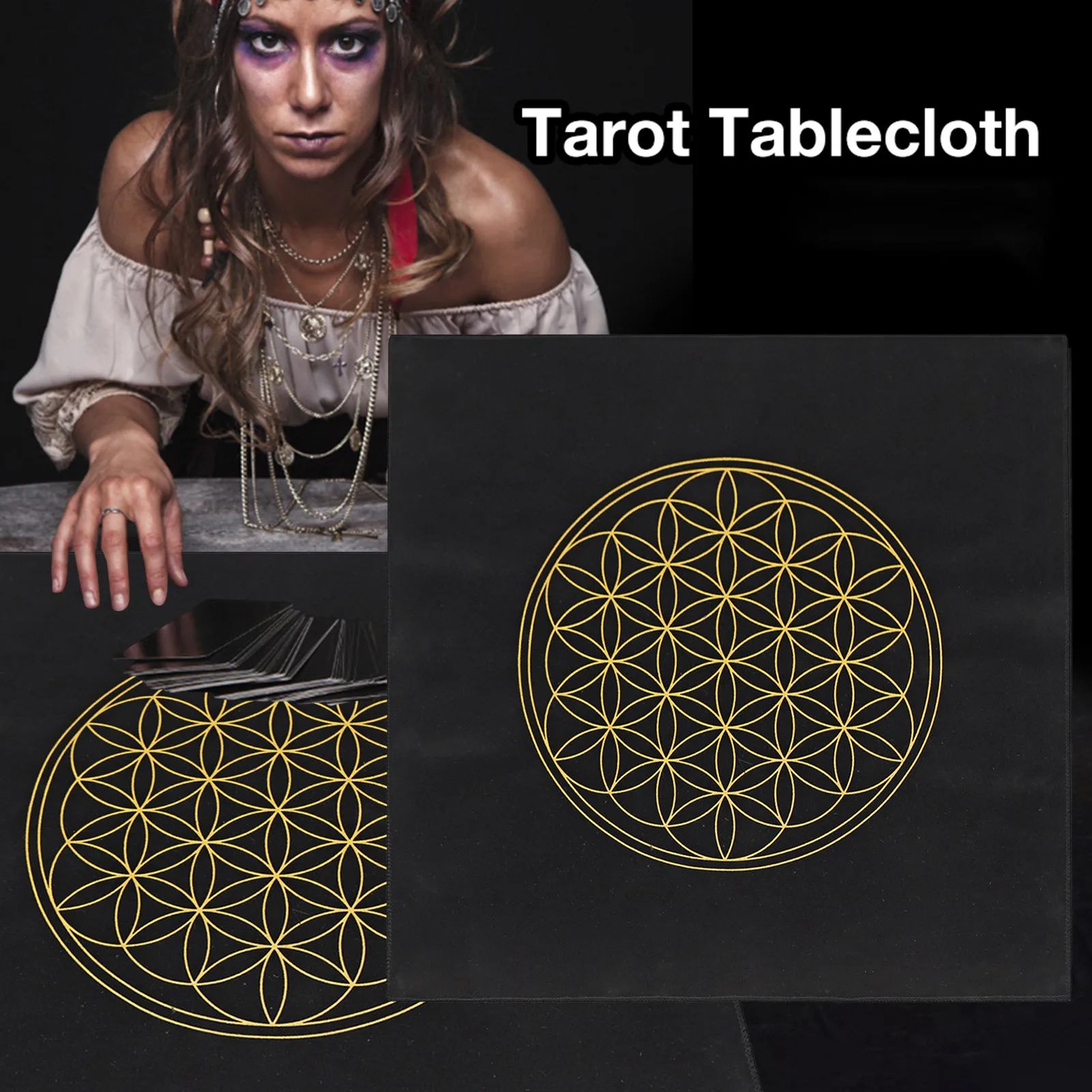 

The Flower Of Life Crystal Lattice Soft Lightweight Tarot Cards Special Tablecloth Tarot Deck Game Tablecloth Board Games