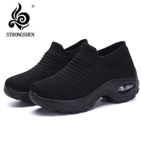 strongshen women platform shoes lady flats casual black ballet comfortable shoes sock slip on dance shoe breathable shoes casual
