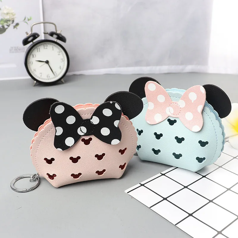 

Ажурный Кошелек для монет Disney Minnie из искусственной кожи, милая мультяшная сумка для монет, Женский кошелек, многофункциональная сумка для м...