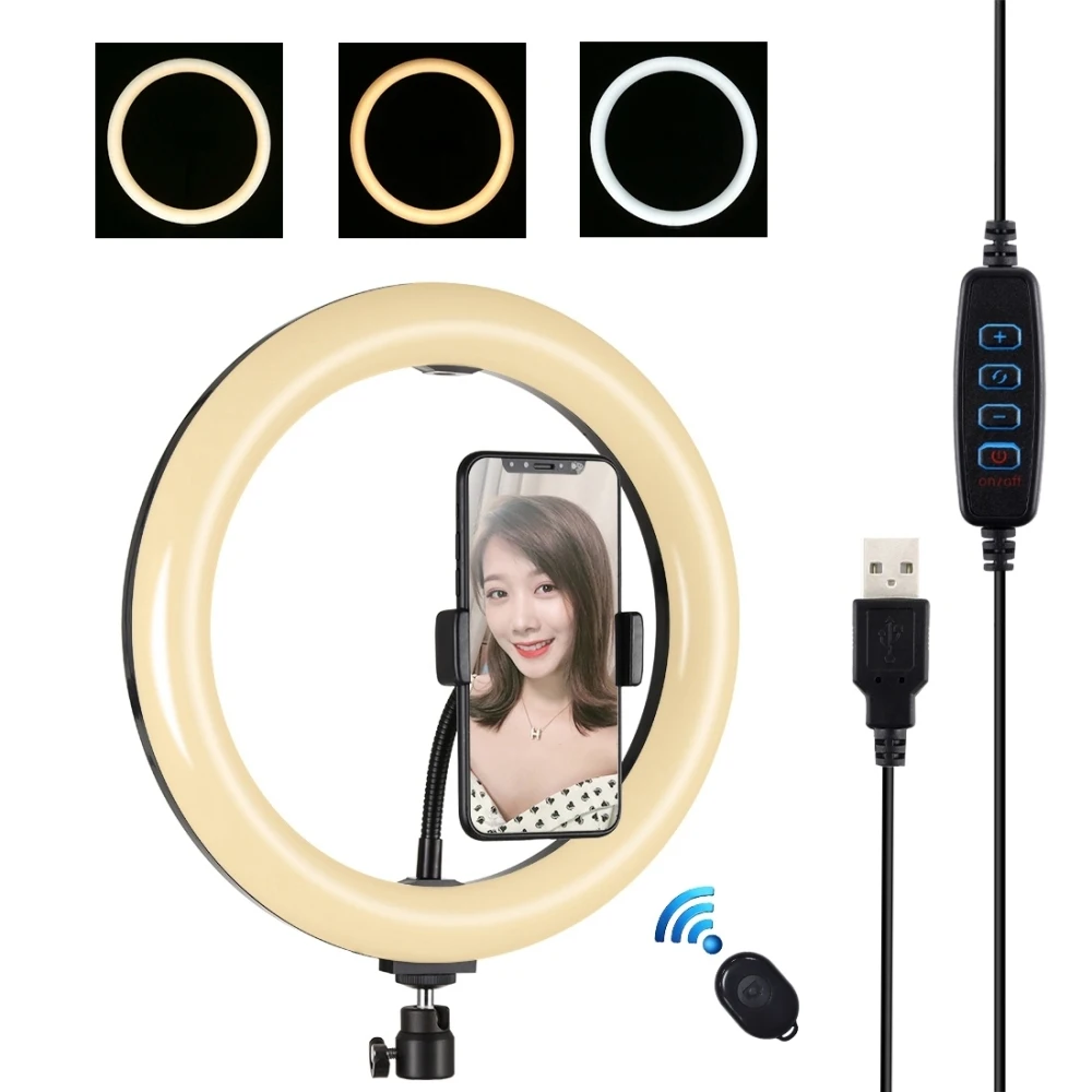 

PULUZ 10.2 inch 3 Modes Dimmable Dual Color Temperature Selfie LED Ring Light Blogger Photography Vlogging Youtube Video Light