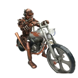 Handmade grey metal soldier&motorcycles statue modern famous metal art sculpture