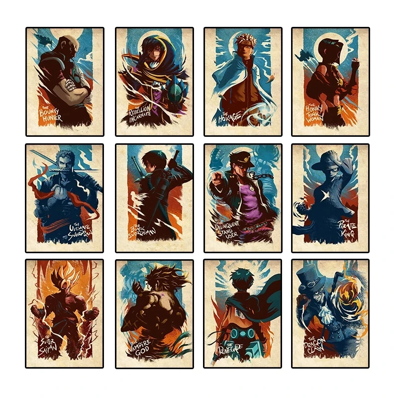 

Cartoon Anime Canvas Painting One Piece Luffy Dragon Ball Goku Poster Wall Art Print Mural Picture Kid Room Home Wall Decoration