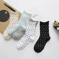 new women harajuku curling polka dot fashion cotton loose mouth tube socks 1 pair cute socks