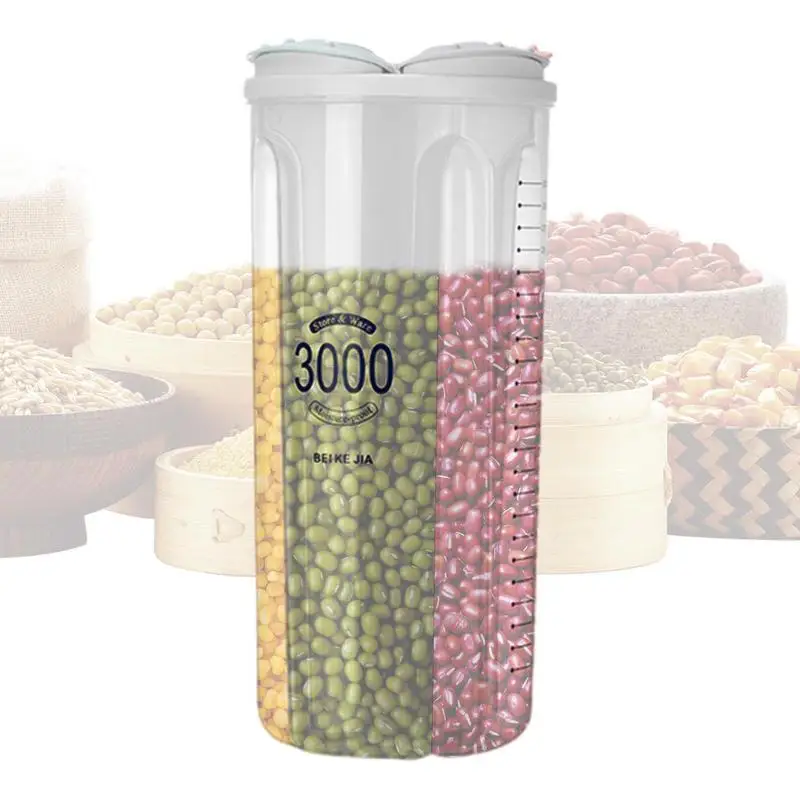 

Rice Storage Box Transparent Rice Dispenser Separated Space Clear Grain Storage Barrel Pantry Storage Good Dust-Proof Effect