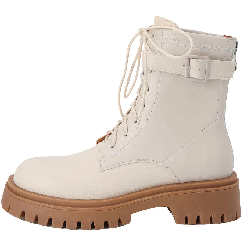 

Мотоциклетные ботинки Dilalula, женские ботильоны, осенне-зимняя Уличная обувь для отдыха на толстом каблуке, модная женская обувь из натуральн...