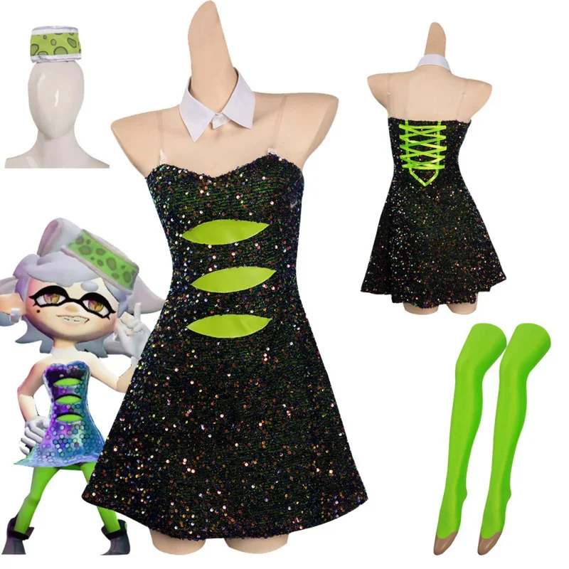 

Sclatoon Marie Women's Dress Cosplay Costume Outfits Halloween Carnival Party Disguise Suit Role Play for Ladies Disguise